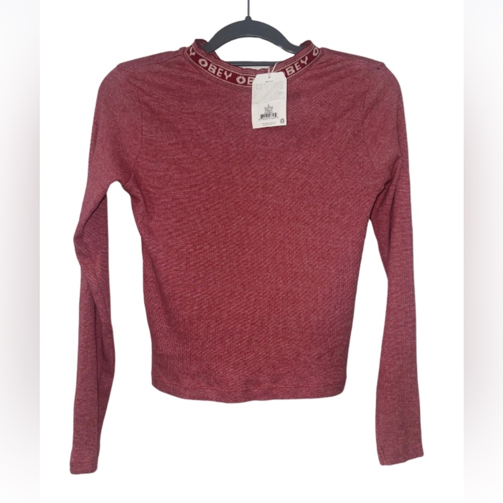 Obey Women’s Red High Neck Knit Long‎ Sleeve | Size S